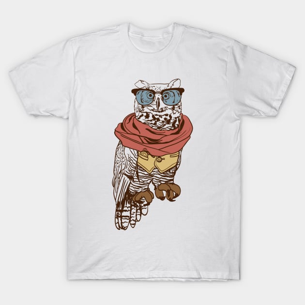 Hipster Owl Professor T-Shirt by Digster